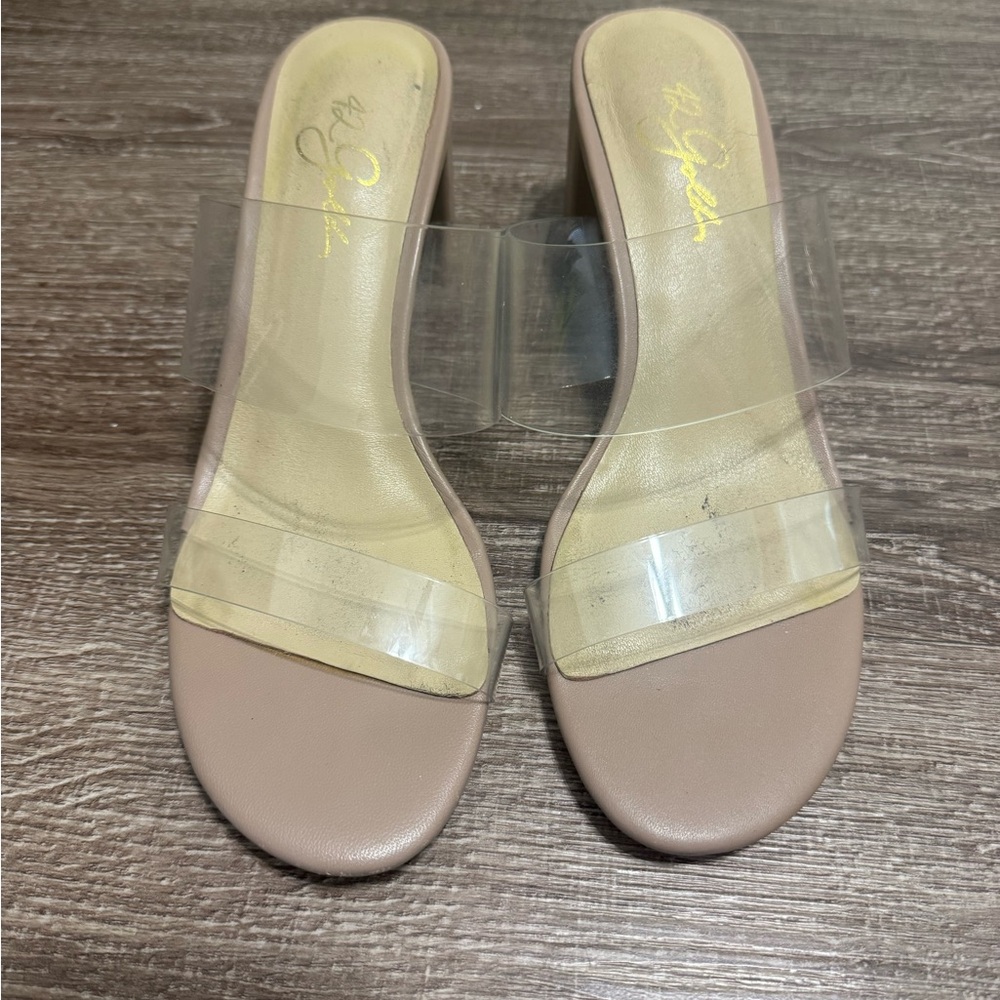 42 GOLD Clear Strap Nude Heels